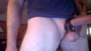 horny, stroking, edging in my c-ring ballstretcher, no cum