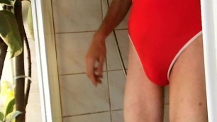 one piece swimsuit in red