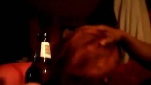 sissy bitch sucking Daddy's BBC while holding His beer